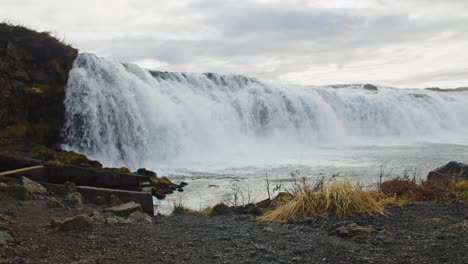 Beautiful-wide-view-of-the-Faxi-waterfall-in-South-Iceland