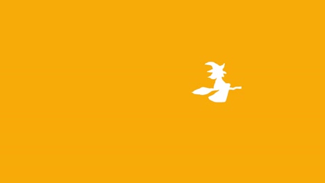 Halloween-animation-white-witch-flying-on-broomstick-over-background-orange