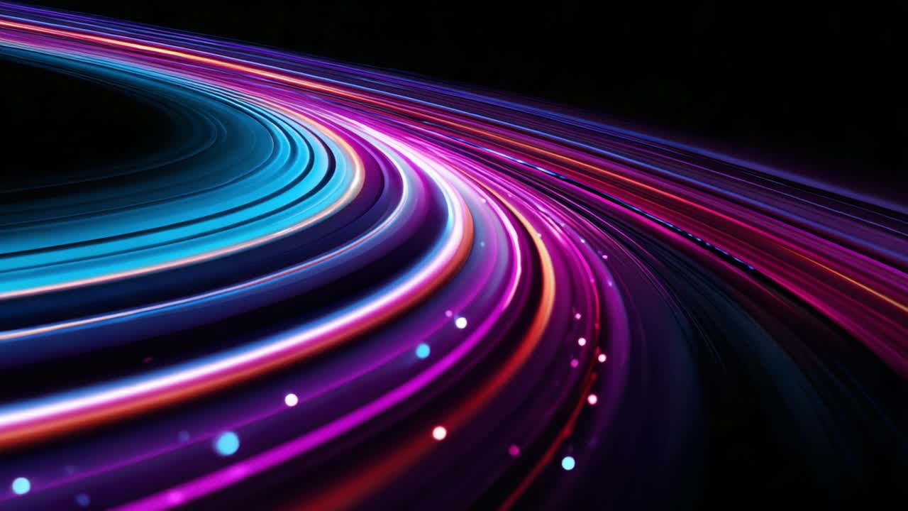 Captivating Light Trails on a Dark Background Representing Movement, Speed, and Dynamic Energy Through Vibrant Colors and Smooth Curves