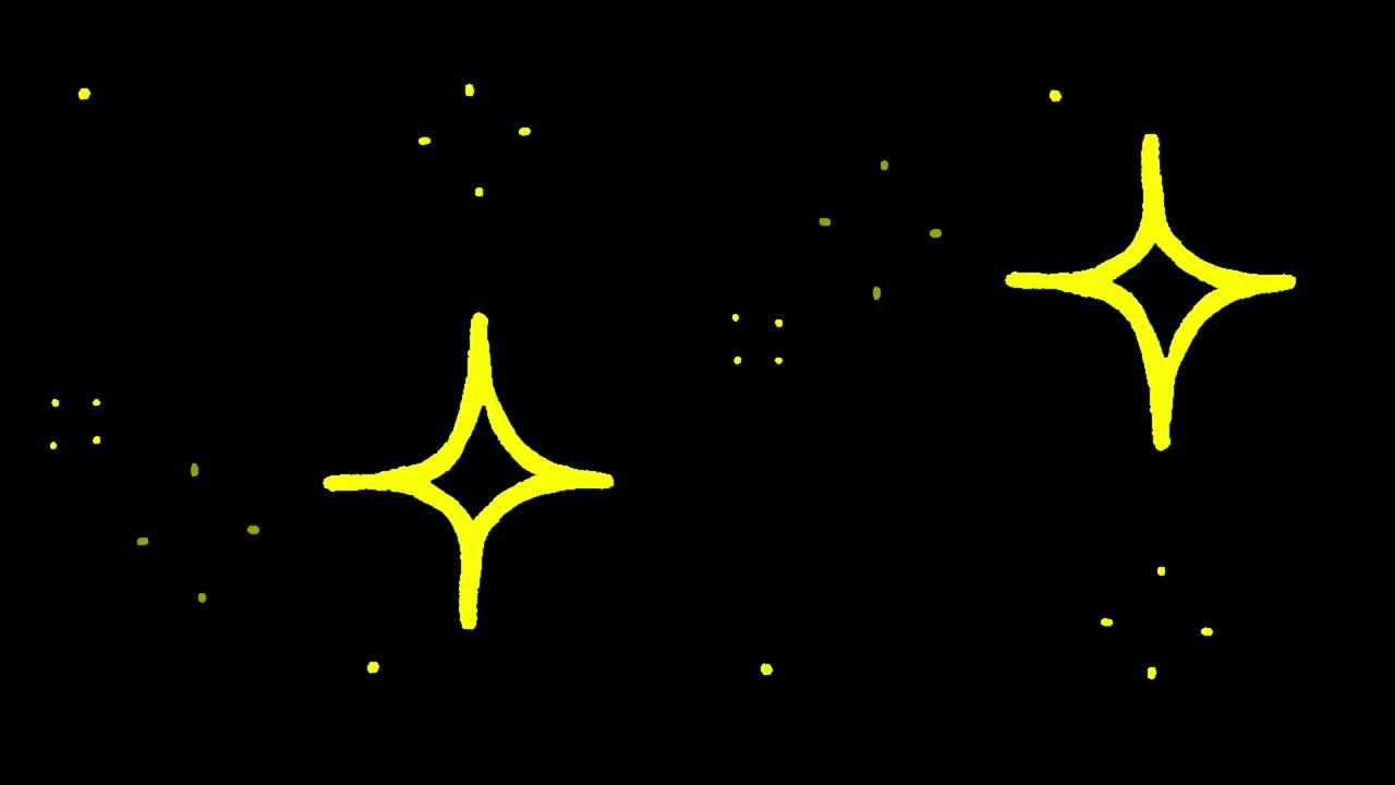 animación estrellas naranjas en forma de chispas sobre un fondo negro.