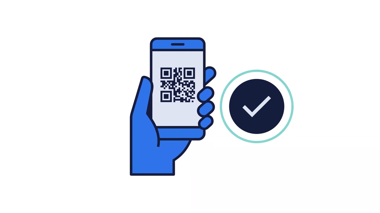 Hand Holding Smartphone Scanning QR Code Animation