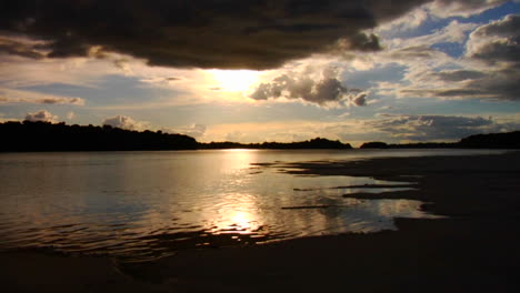 sunset over the beautiful amazon river basin brazil