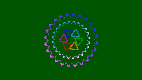 graphic drawings that rotate in the center changing color.