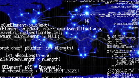 animation of data processing over world map