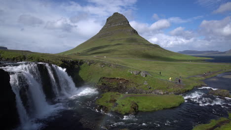 kirkjufell mountain landscape in iceland summer.