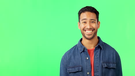 Portrait,-yes-and-happy-man-on-green-screen