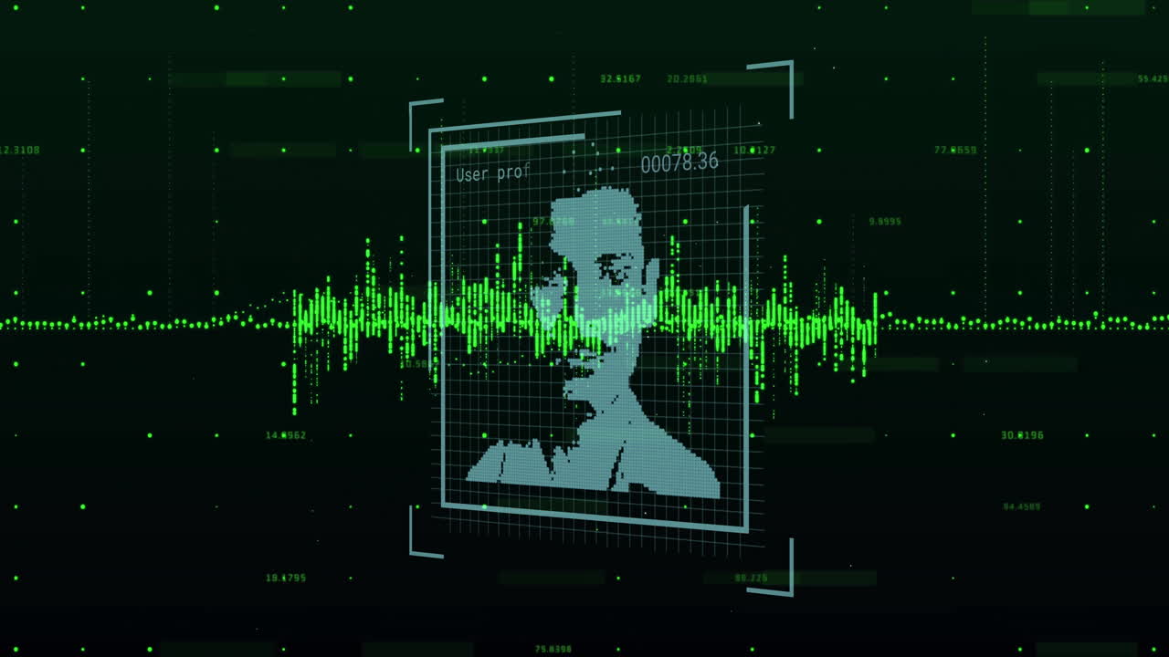 animación del procesamiento de datos sobre diagramas e íconos de personas
