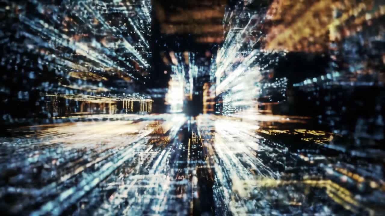 A Dynamic Visualization of Data Flow Through a Virtual Cityscape Illustrating the Concept of High-Speed Connectivity and Information Transfer