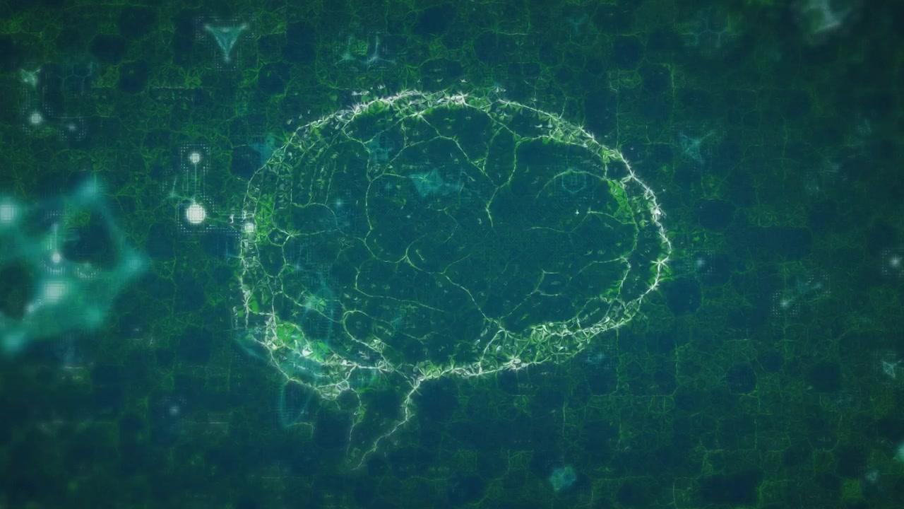 Animazione di forme su cervello digitale