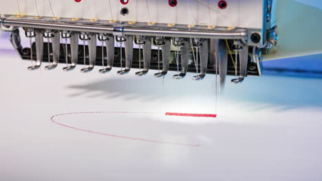 sewing machine stitching on fabric