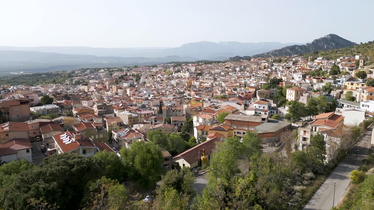 Panoramic Aerial View of a Mediterranean Hillside Town