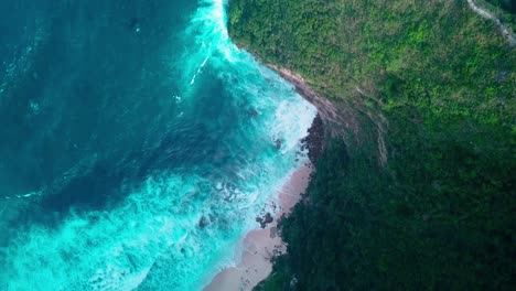 birdseye view of kelingking beach in nusa penida island