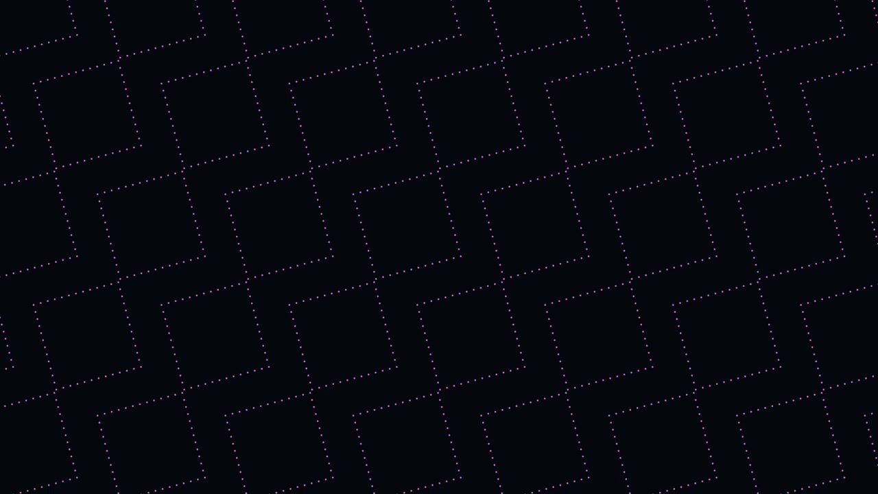 Abstract dotted square grid background with glowing neon particles, seamless motion