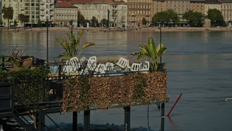 flooded riverside restaurant in budapest