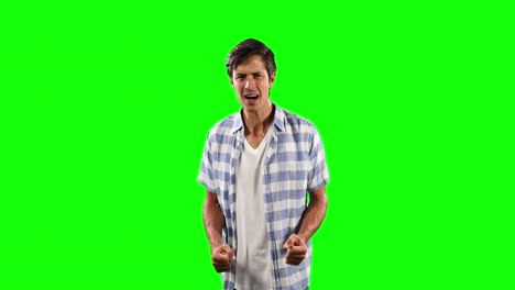 Front-view-of-Caucasian-man-confusing-with-green-screen