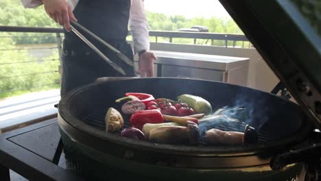 chef grilling assorted vegetables