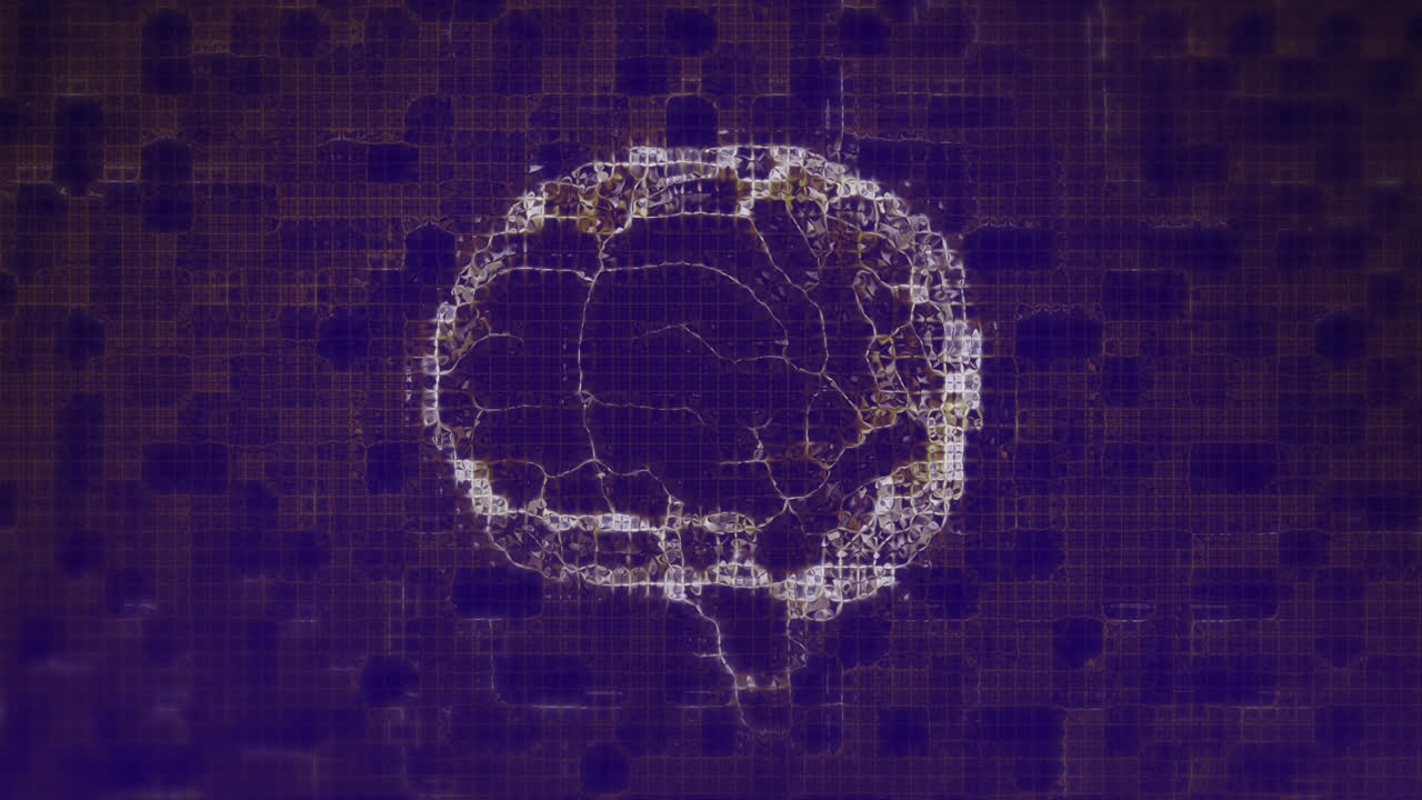 Animation of digital brain model over blue background