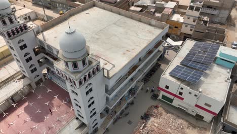 aerial over view of darul uloom hussainia building in shahdadpur, sindh