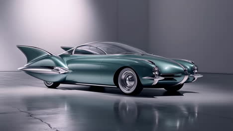 Futuristic Vintage Concept Car in Studio