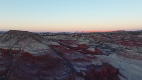 bentonite hills landscape in utah at sunset, usa