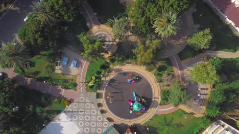aerial view of a beautiful urban park with a playground