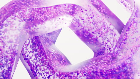 flowing purple particles in glass geometry, 3d rendering.