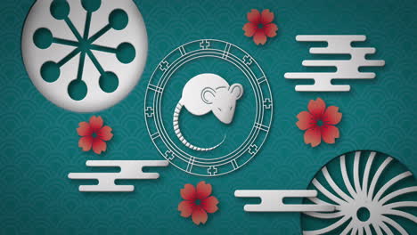 chinese new year animation of a rat in a spinning wheel 4k