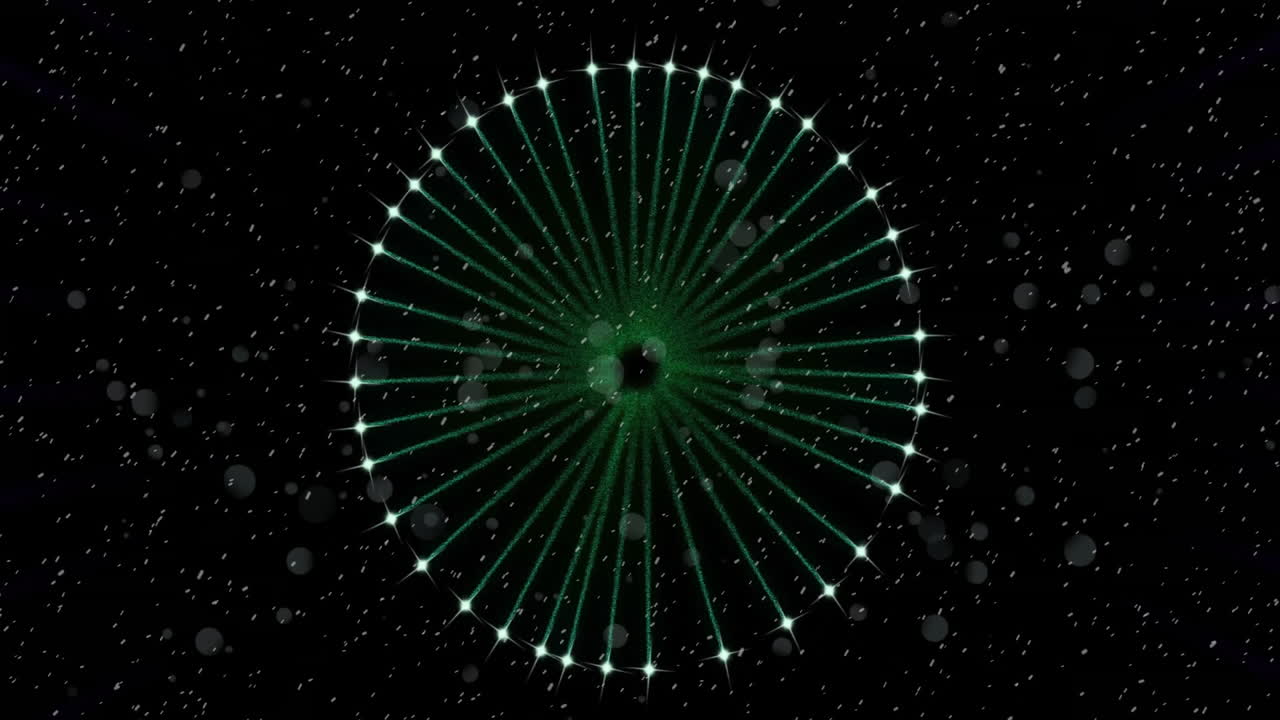 Particles moving through space animation with starry background