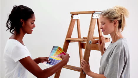 amigos preguntándose qué color elegir para la pared