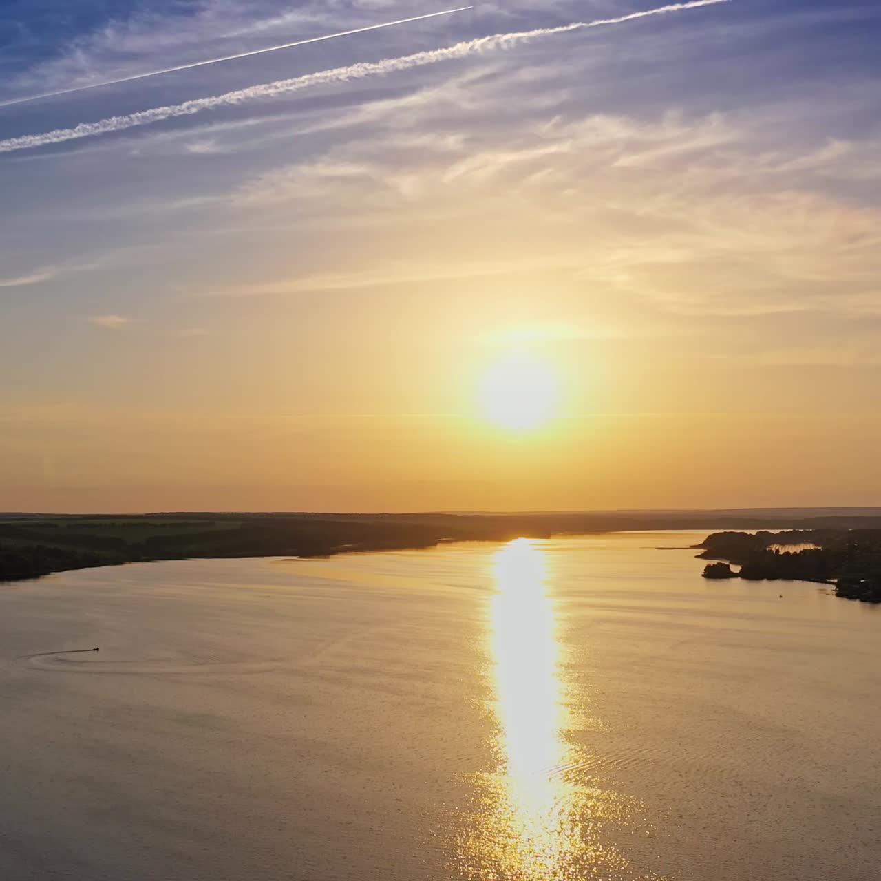 Landscape with sunset over river