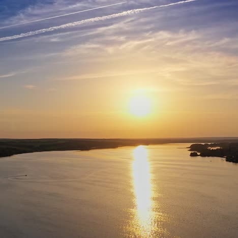 landscape with sunset over river