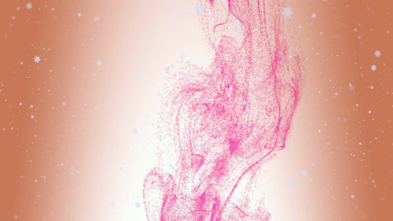 Pink ink swirling in water animation over light background with floating particles
