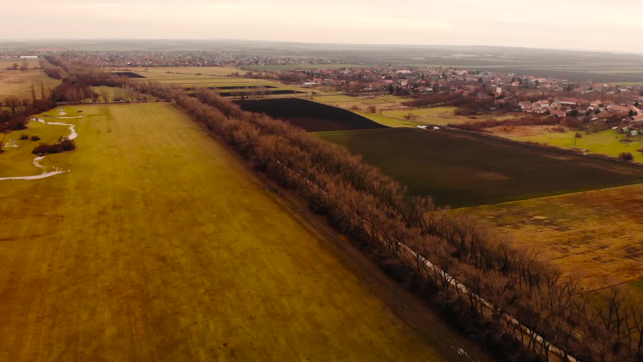 Aerial video on a hidden Hungarian village with beautiful autumn colors