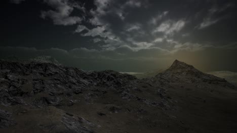 dramatic storm sky over rough mountains