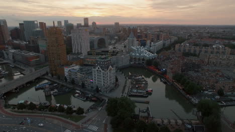 rotterdam aerial view at sunset