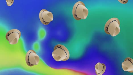 Animation-of-hats-falling-over-shapes