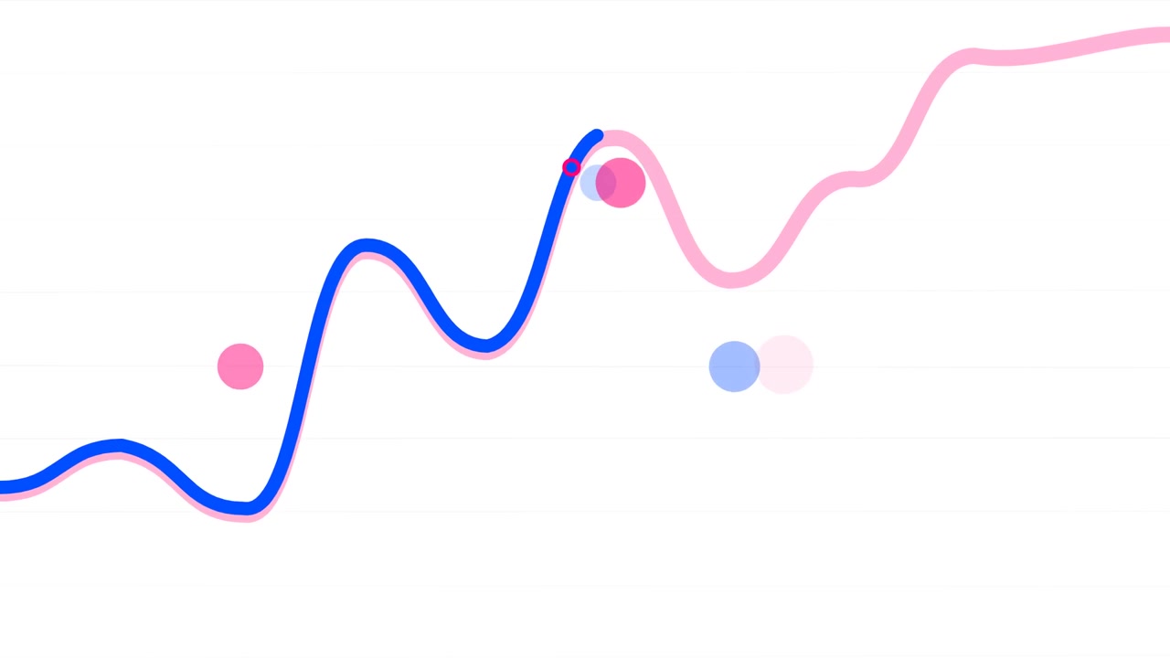 Abstract Animated Line Graph with Floating Circles
