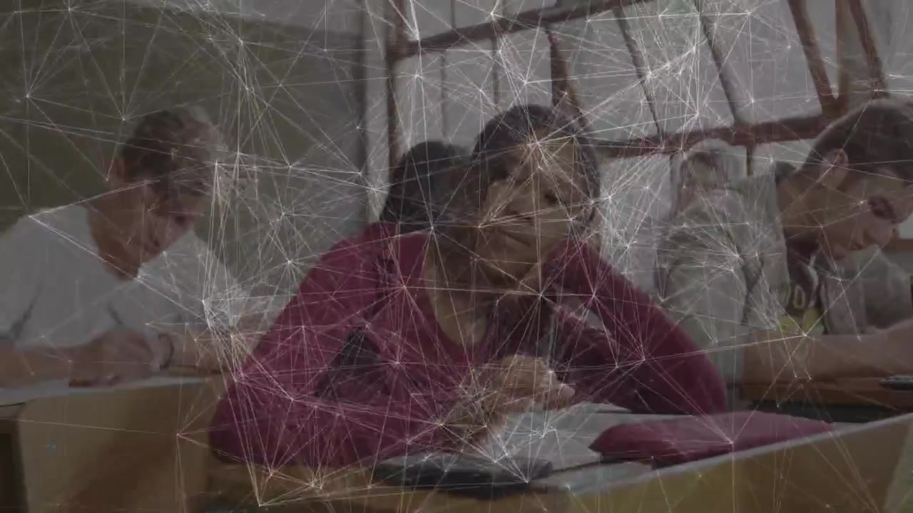 Female student starting exam, writing, pausing, resting head, returning, pencil and grid windows