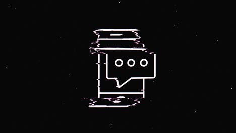 mensaje de línea hud símbolo holográfico en pantalla de televisión digital vieja animación de glitch de bucle sin costuras. corazones. retro dinámico y alegre. imágenes de video coloridas y vintage.