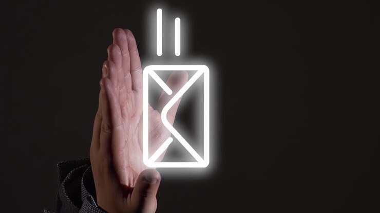 Connect with Ease: Hands Reveal Incoming Mail Symbol in Vertical Video