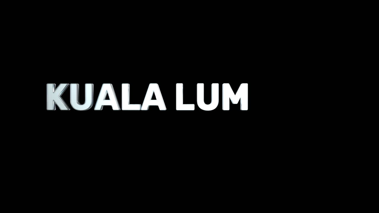 Sileä ja korkealaatuinen, hopeinen 3D-tekstin paljastus pääkaupungista "KUALA LUMPUR".