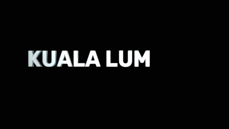 a smooth and high quality, silver 3d text reveal of the capital city "kuala lumpur