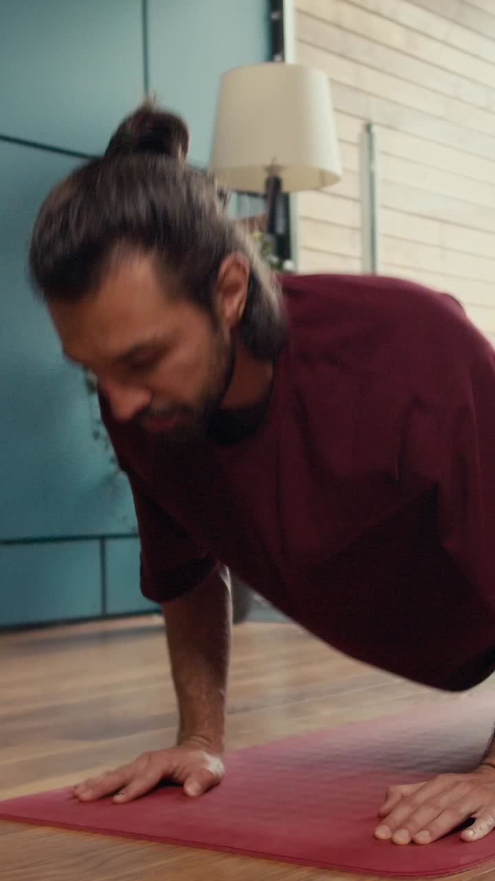 Man Doing Plank Exercise at Home