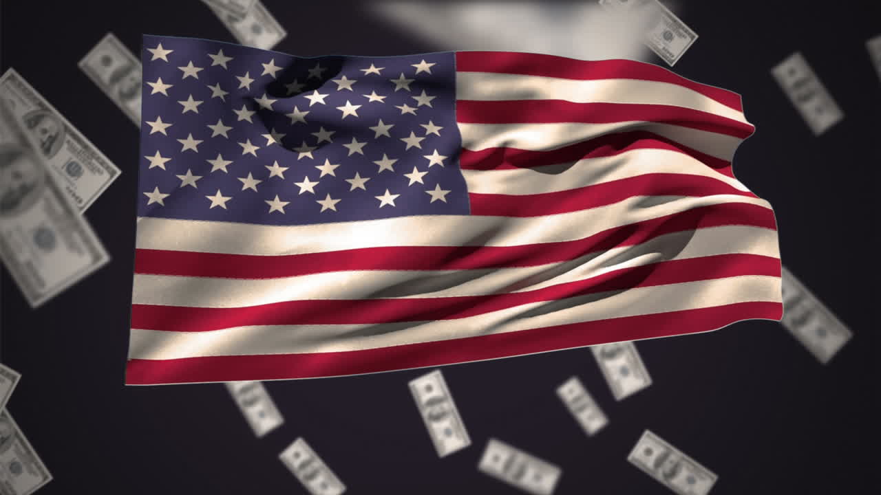 American flag with dollars