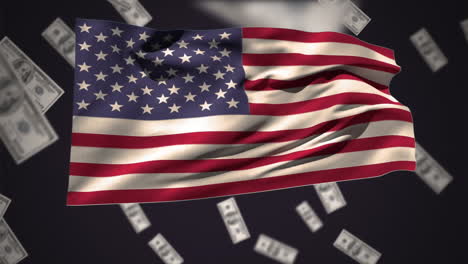 american flag with dollars