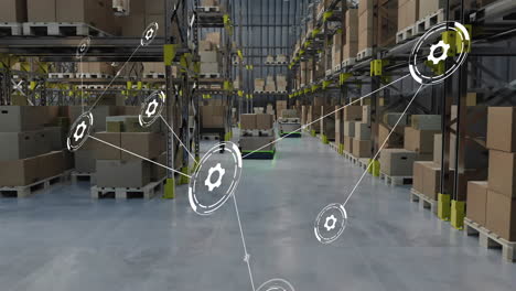 Animation-of-network-of-connections-with-icons-over-warehouse