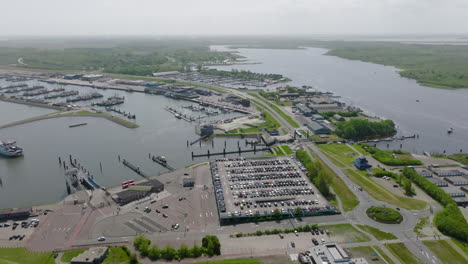 aerial view of lauwersoog harbour and the surrounding coastline in the netherlands