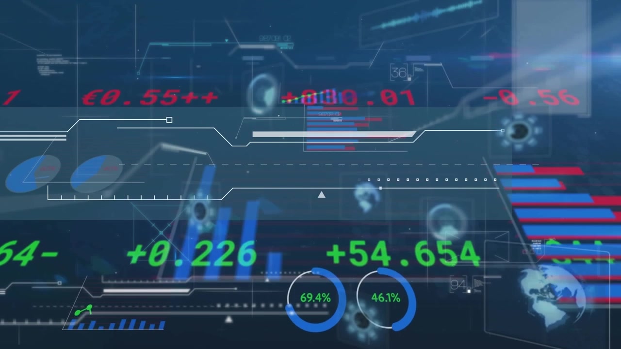 Animation of american dollar coronavirus and coronavirus copy space with financial data processing