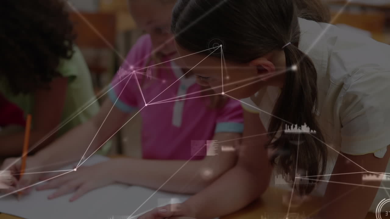 animación de la red de conexiones sobre la escritura de maestras y escolares