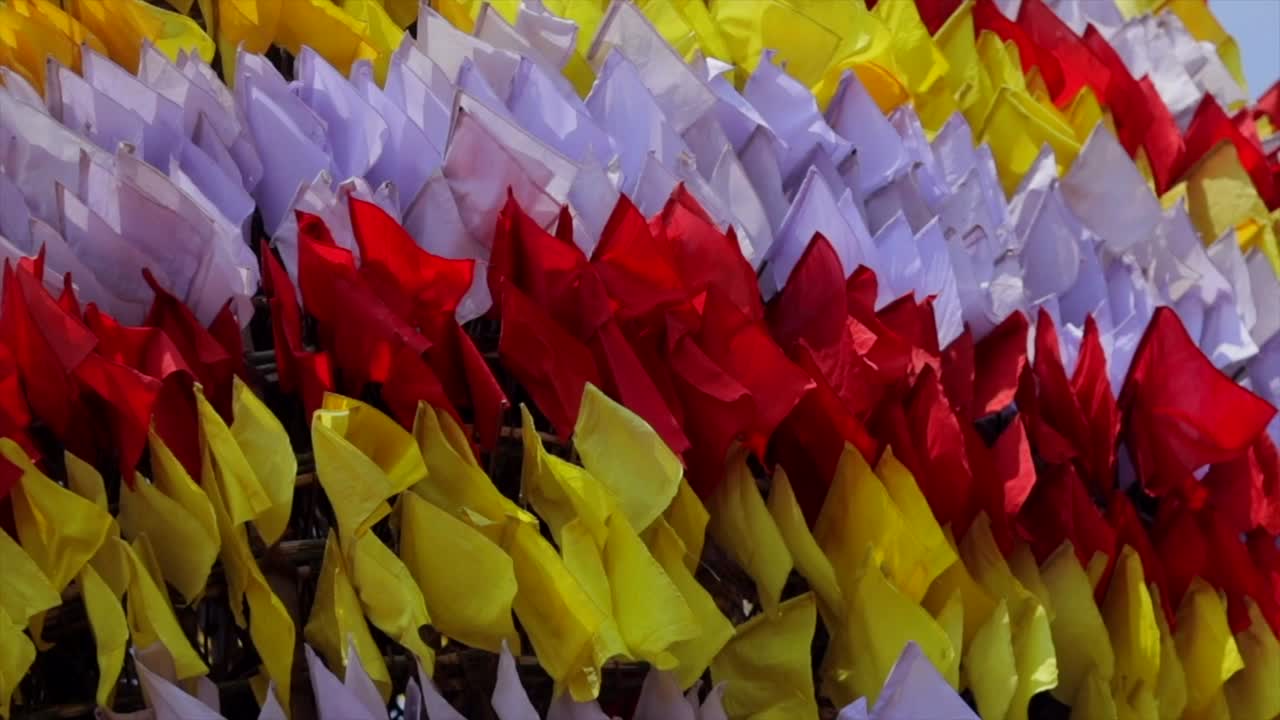 color full flags in wind tile shot